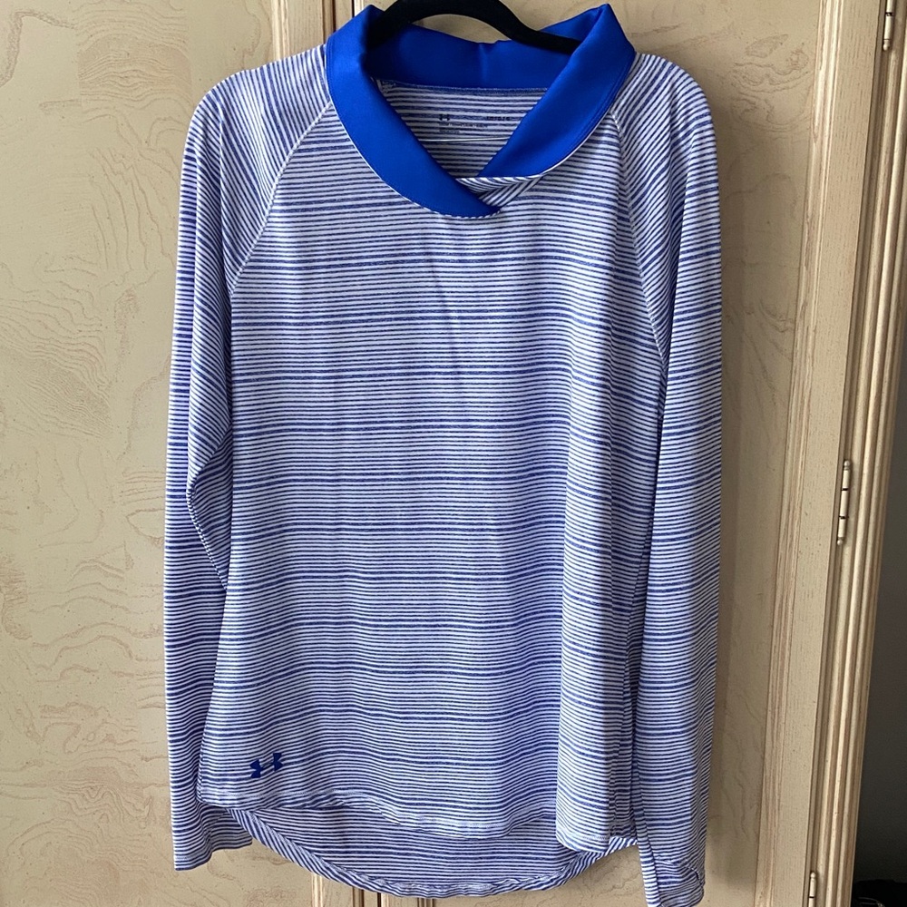 Under Armour Blue and White Striped Top